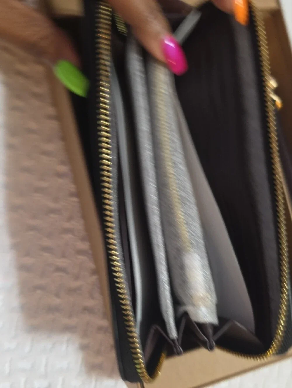 Coach Black Signature Embossed Leather Zip Wristlet